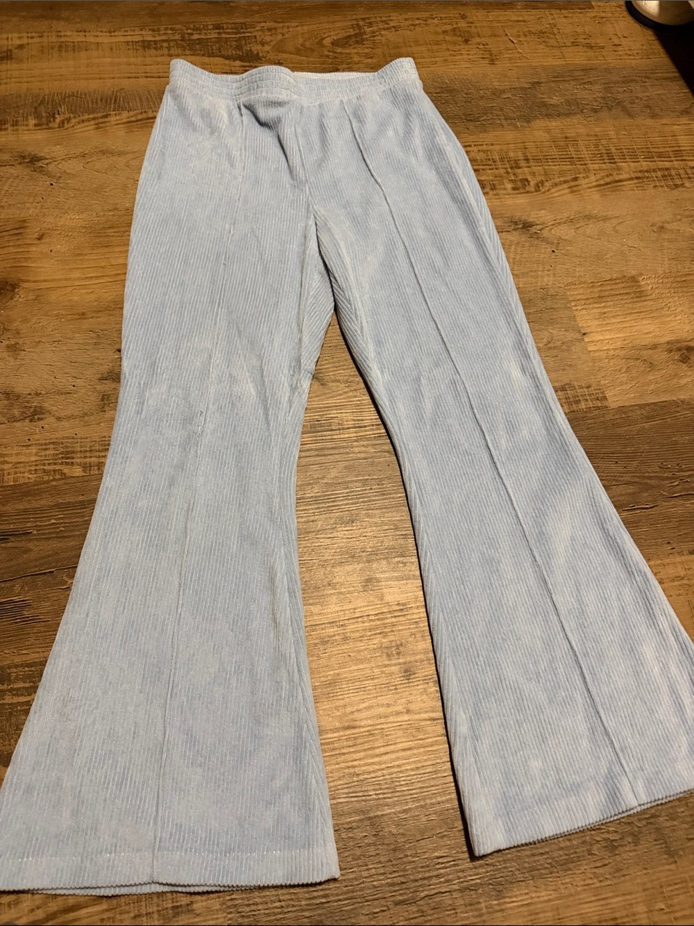aerie Light Blue Ribbed Wide-Leg Pants